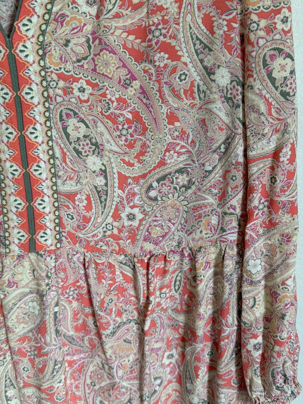 J. Jill Coral Paisley V-Neck Tunic Dress - Picture 3 of 6